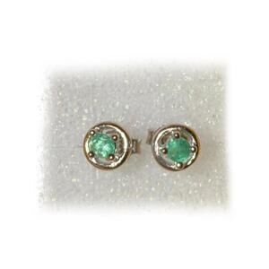NEW Elegant Silver and Green Stud Earrings- Nickel Free